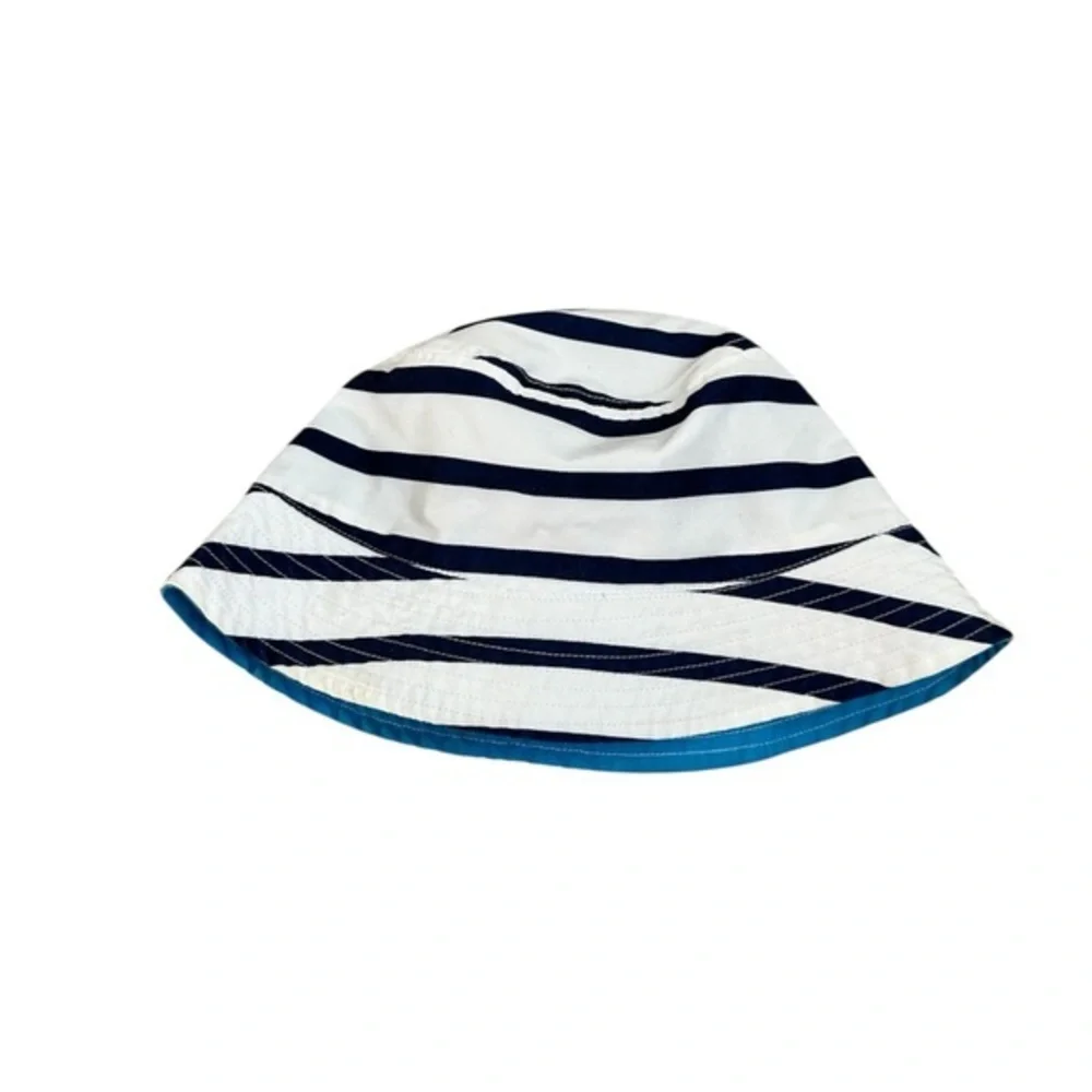 Hanna Andersson Navy and White Striped Kids Bucket Hat